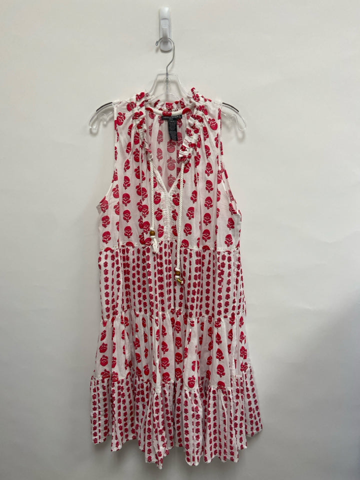 Chelsea &amp; Theodore  SIZE  1X White Pink Print Sleeveless Plus Size Dress