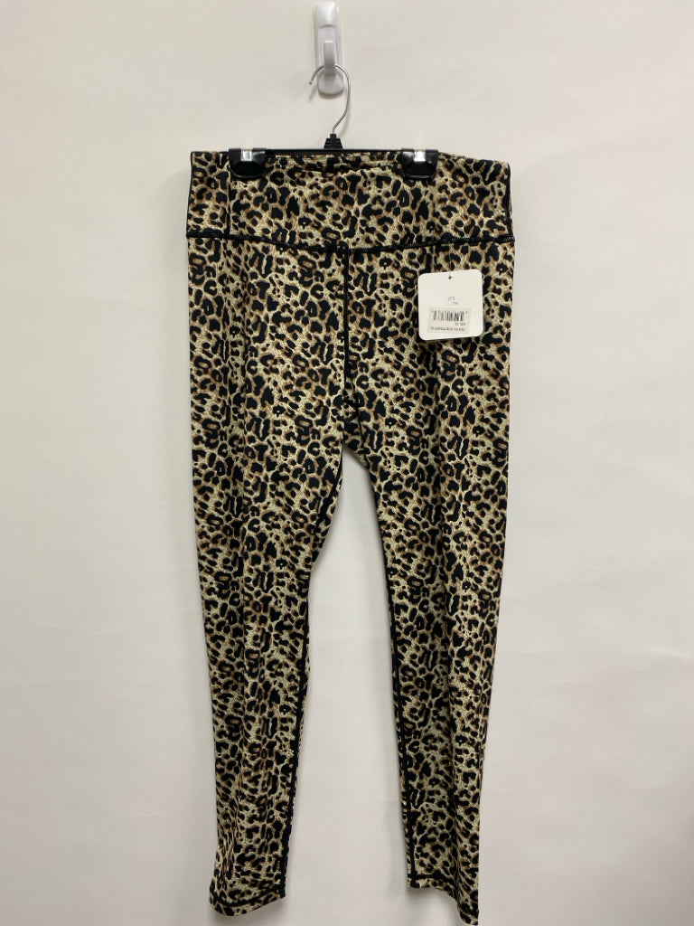 NWT YELETE Size XL Cream Tan/Black Animal Print Athletic Leggings