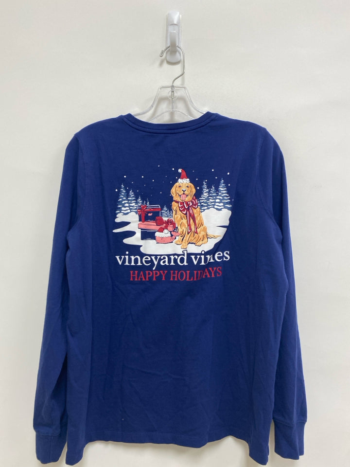 Vineyard Vines Size L Navy Long Sleeve Tee Ladies Top