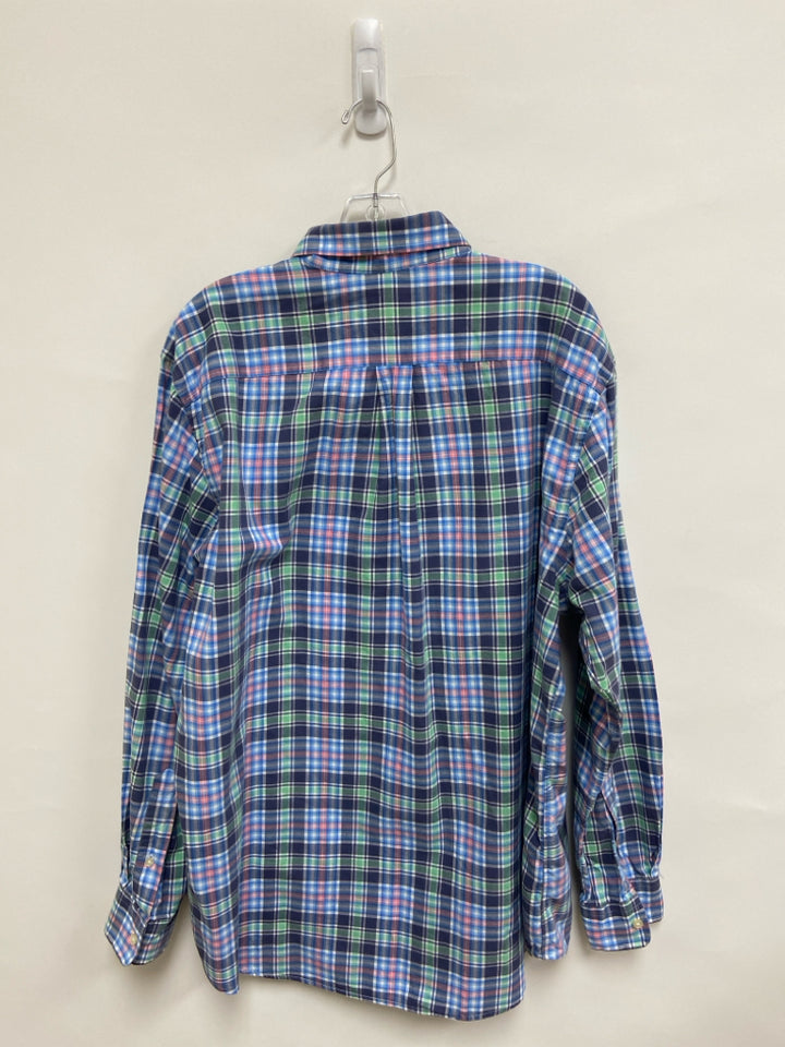 Vineyard Vines Size XL Blue/White Coral/Green Plaid Men&