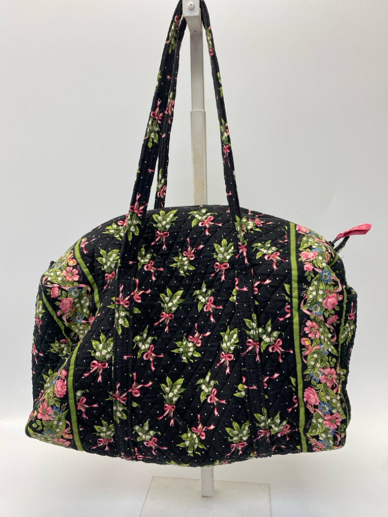 Vera Bradley Black Green/Pink Flowers Duffle Bag