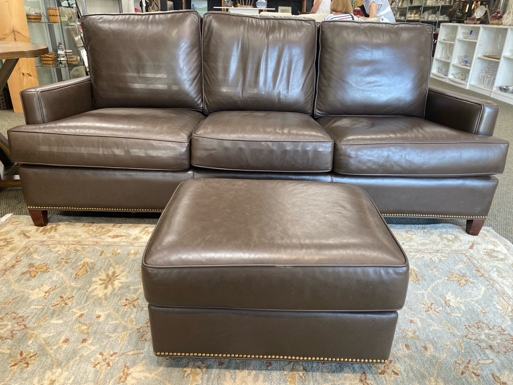 Hancock &amp; Moore Leather Sofa w/Ottoman