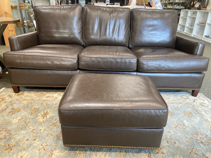 Hancock &amp; Moore Leather Sofa w/Ottoman