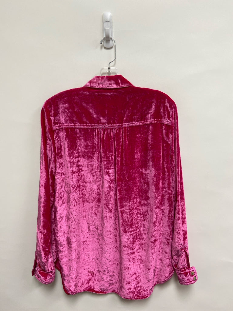 Pilcro Size 6 Pink Velour Ladies Top