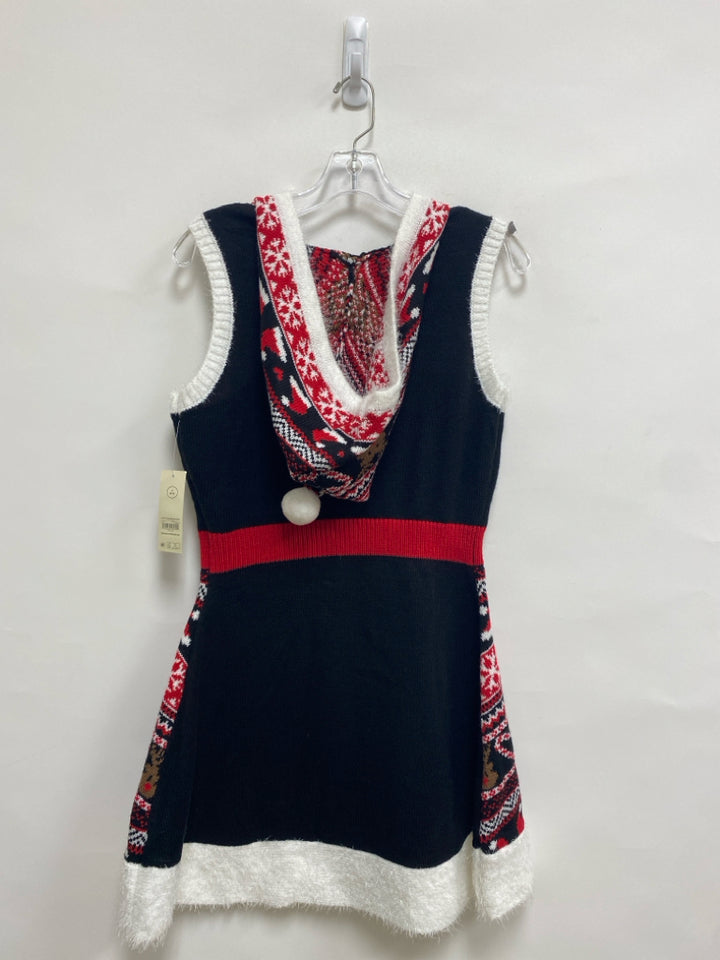 NWT No Boundaries Size S Black Red/White Christmas Sleeveless Ladies Dress