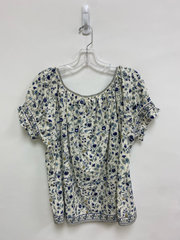 NWT Max Studio Size XL Cream/Navy Seafoam/Yellow Floral Ladies Top