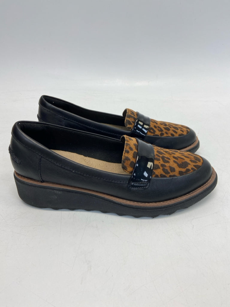 Clarks US Shoe Size 7 Black Brown Animal Print Flats