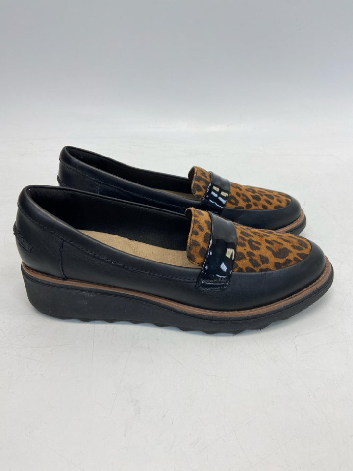Clarks US Shoe Size 7 Black Brown Animal Print Flats