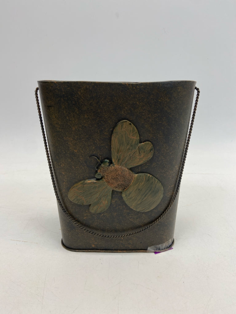 Bronze Dark Green Bee Metal Bucket