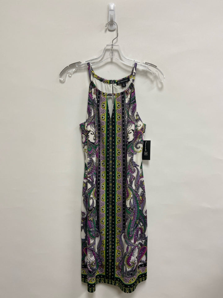 NWT INC Size MP White/Black Purple/Multi Assorted Print Sleeveless Petite Dress