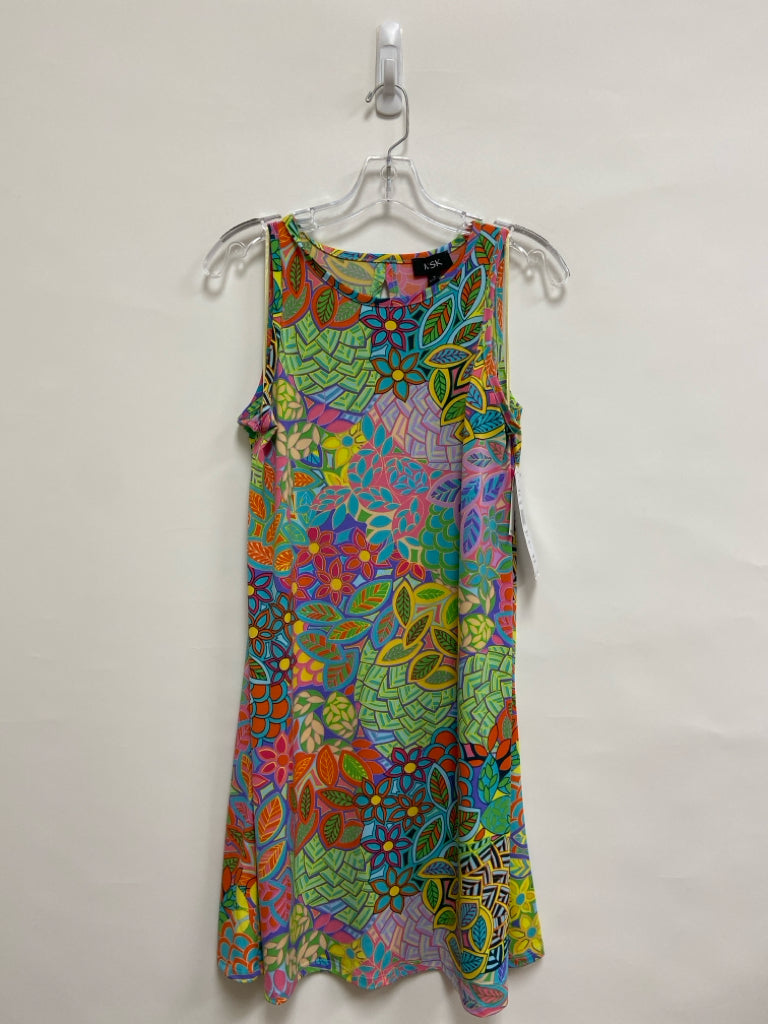 NWT MSK Size S Orange Green/Multi Leaves Sleeveless Ladies Dress