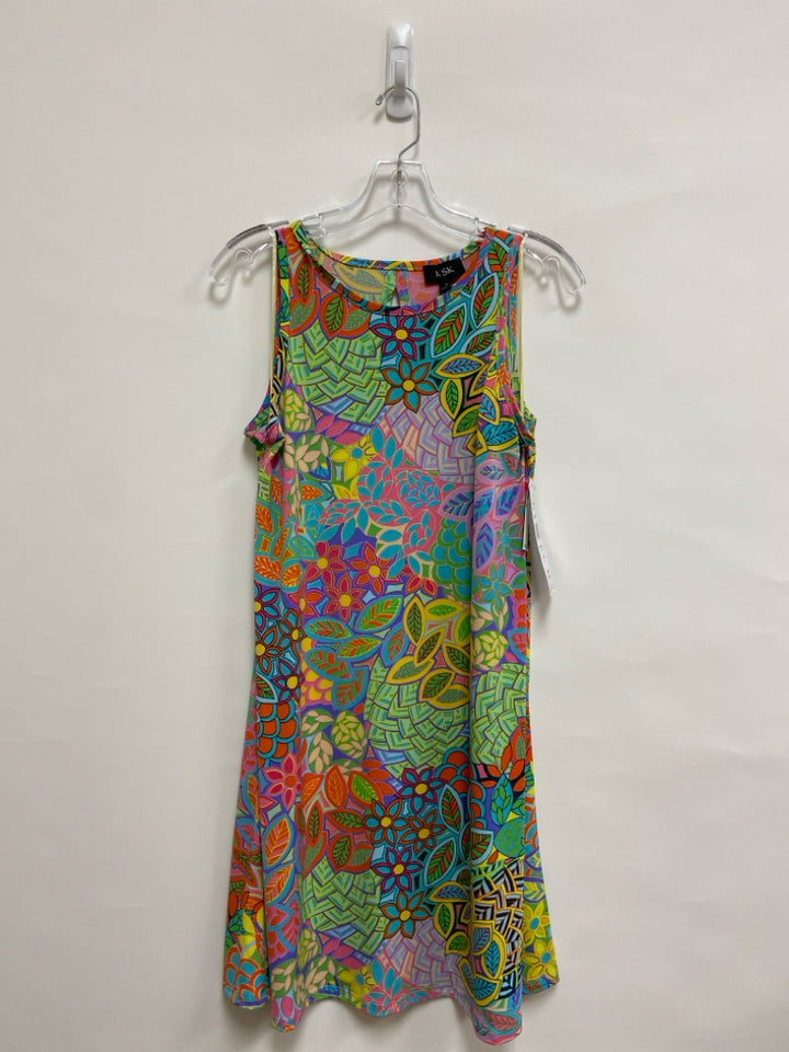 NWT MSK Size S Orange Green/Multi Leaves Sleeveless Ladies Dress