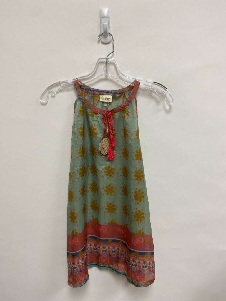 NWT Natural Life Size S Dusty Blue Pink/Green Flowers Sleeveless Ladies Top