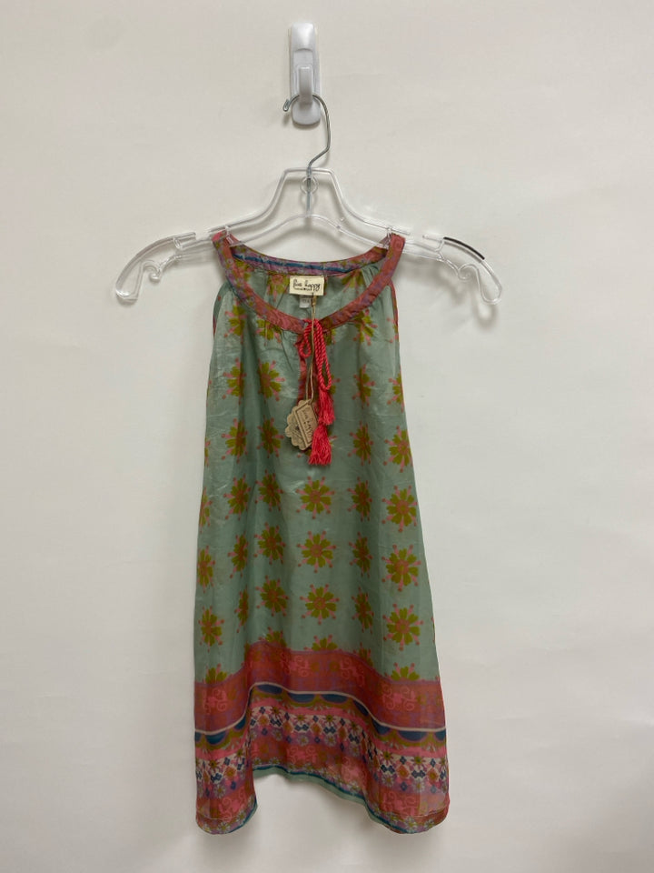 NWT Natural Life Size S Dusty Blue Pink/Green Flowers Sleeveless Ladies Top