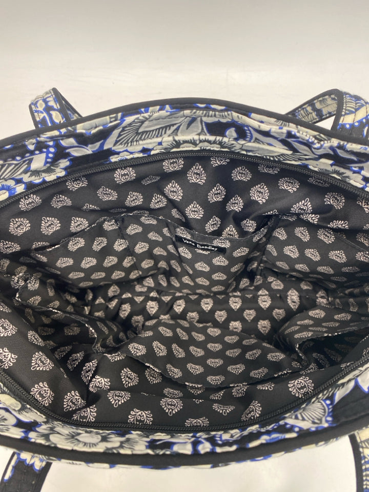 Vera Bradley Black/White Blue Floral Tote Bag
