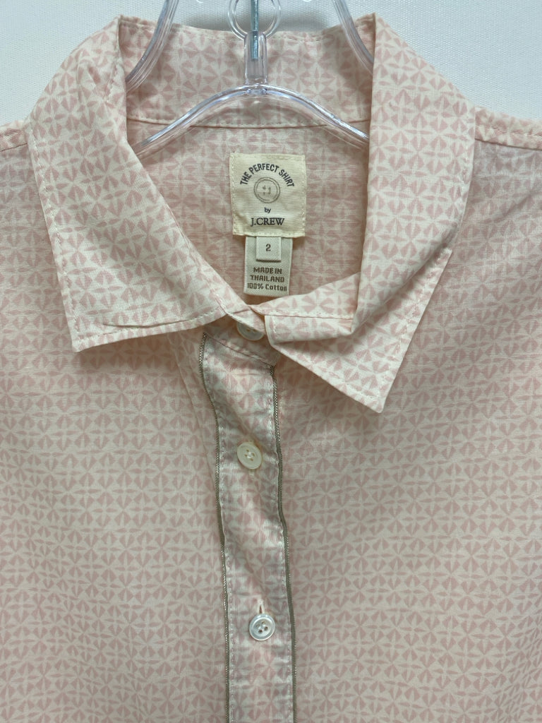 J Crew Size 2 Cream/Pink Print Button Up Ladies Top