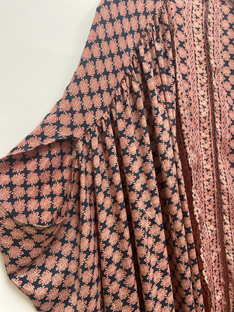 Earthbound Size XS Navy Rose Flowers Duster Ladies Kimono