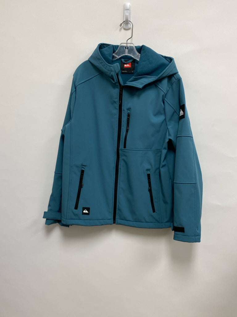 Quiksilver Size M Blue Hooded Zip Down Fleece Lined Men&