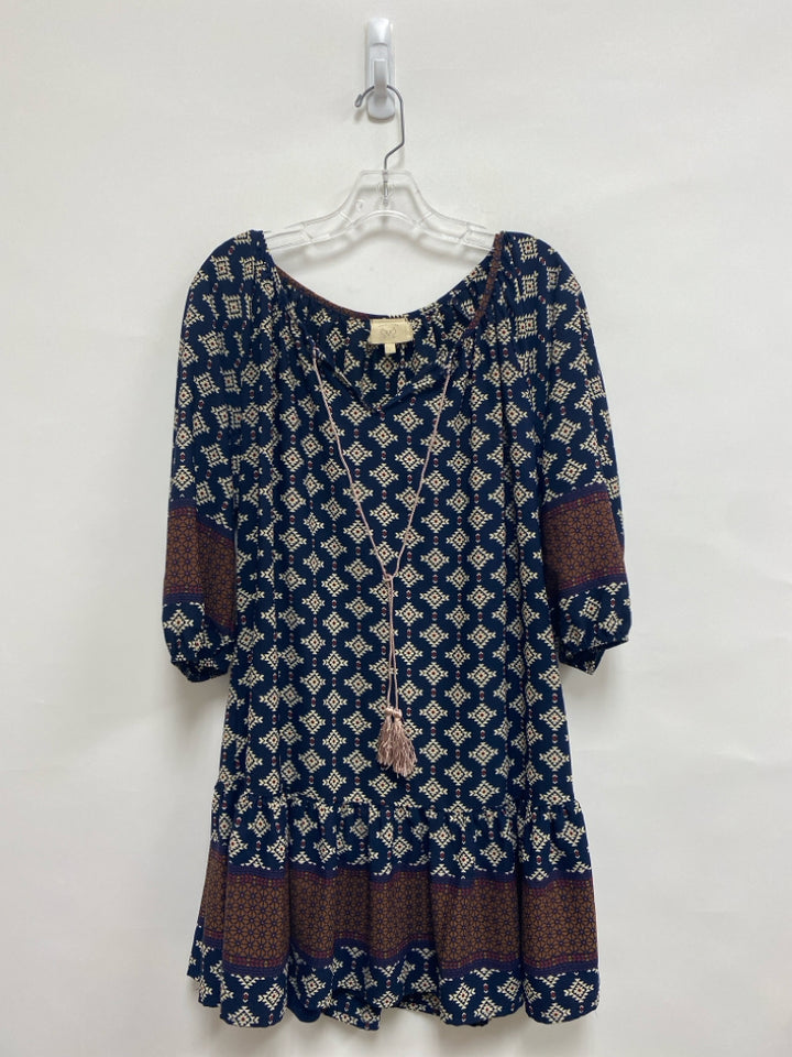 Vanessa Virginia Size S Navy Tan Southwestern Ladies Dress
