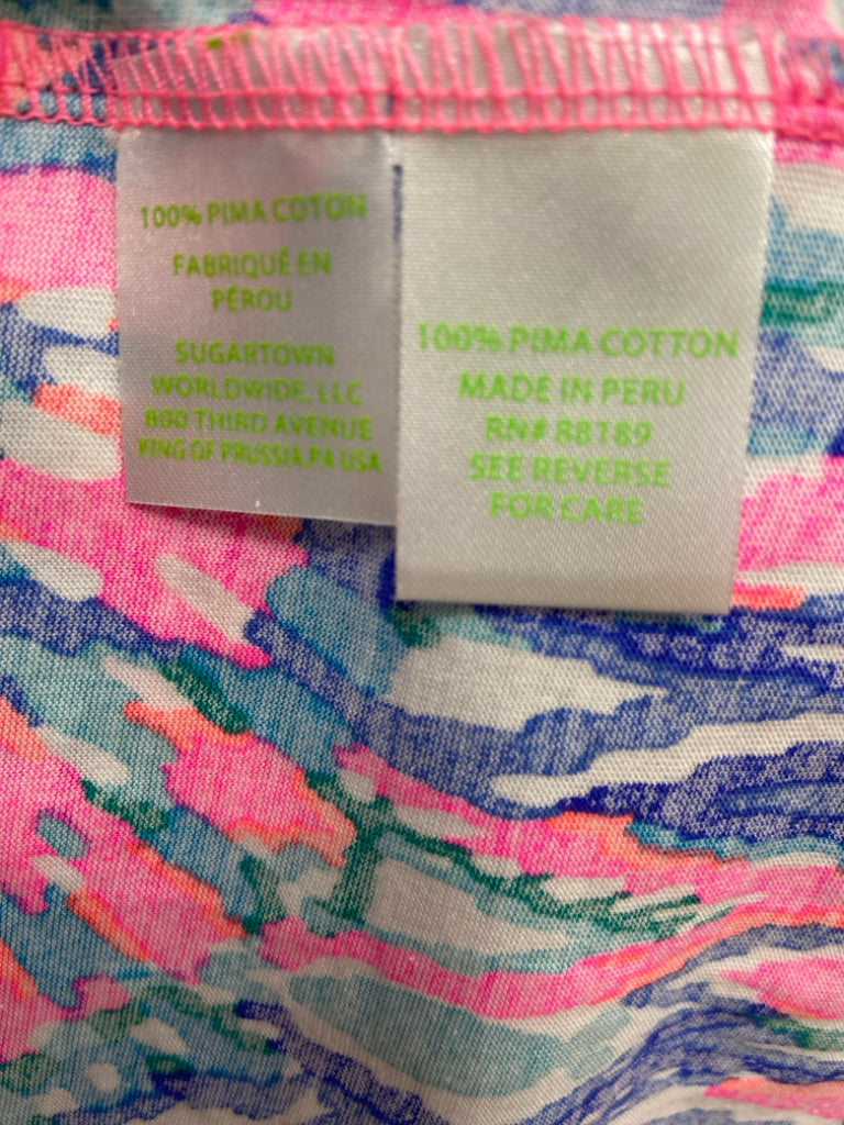 LILLY PULITZER Size L Blue Pink/White Floral Ladies Dress