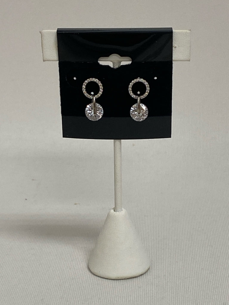 Silver Clear Jeweled Earrings