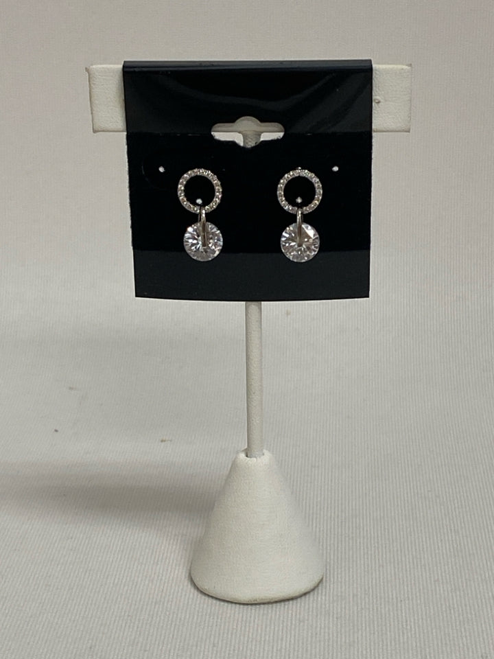Silver Clear Jeweled Earrings