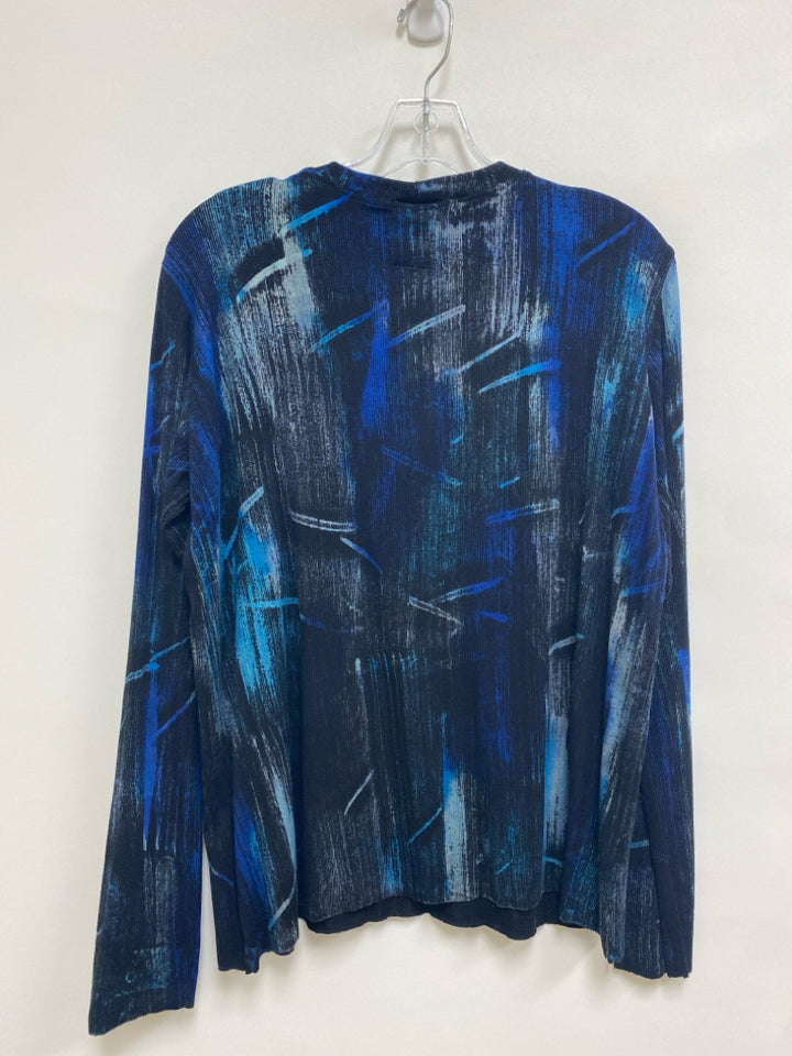 HEYNE BOGUT Size 2 Black/Blue Ribbed Long Sleeve Ladies Top
