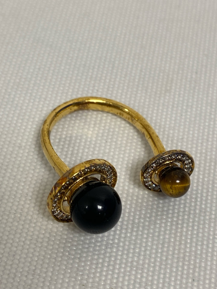 BUDHAGIRL Brown/Black Gold/Clear Jeweled Ring