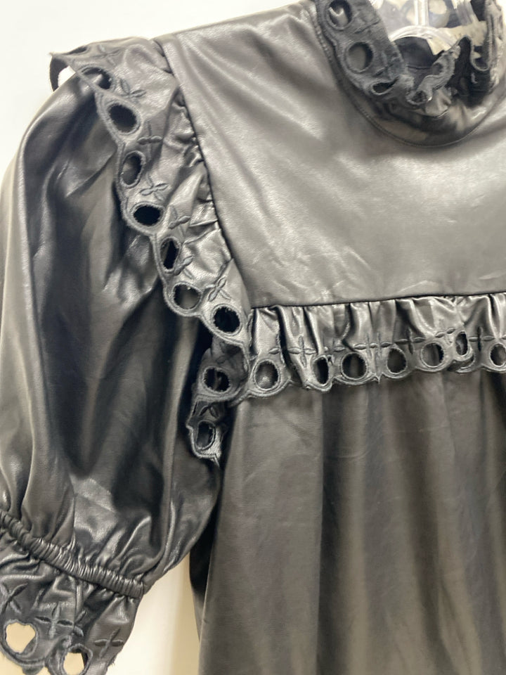 Size S Black Faux Leather Ladies Top