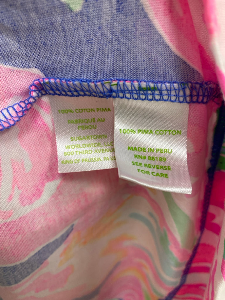 LILLY PULITZER Size XL Blue/White Pink/Green Flowers Ladies Dress