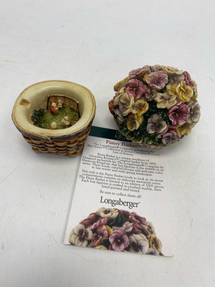 Longaberger Harmony Kingdom Pansy Basket Mini Trinket  Box