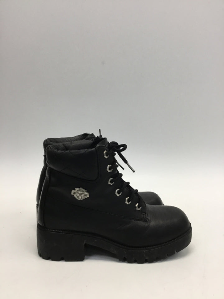 Harley-Davidson US Shoe Size 7.5 Black Lace-up Leather Boots