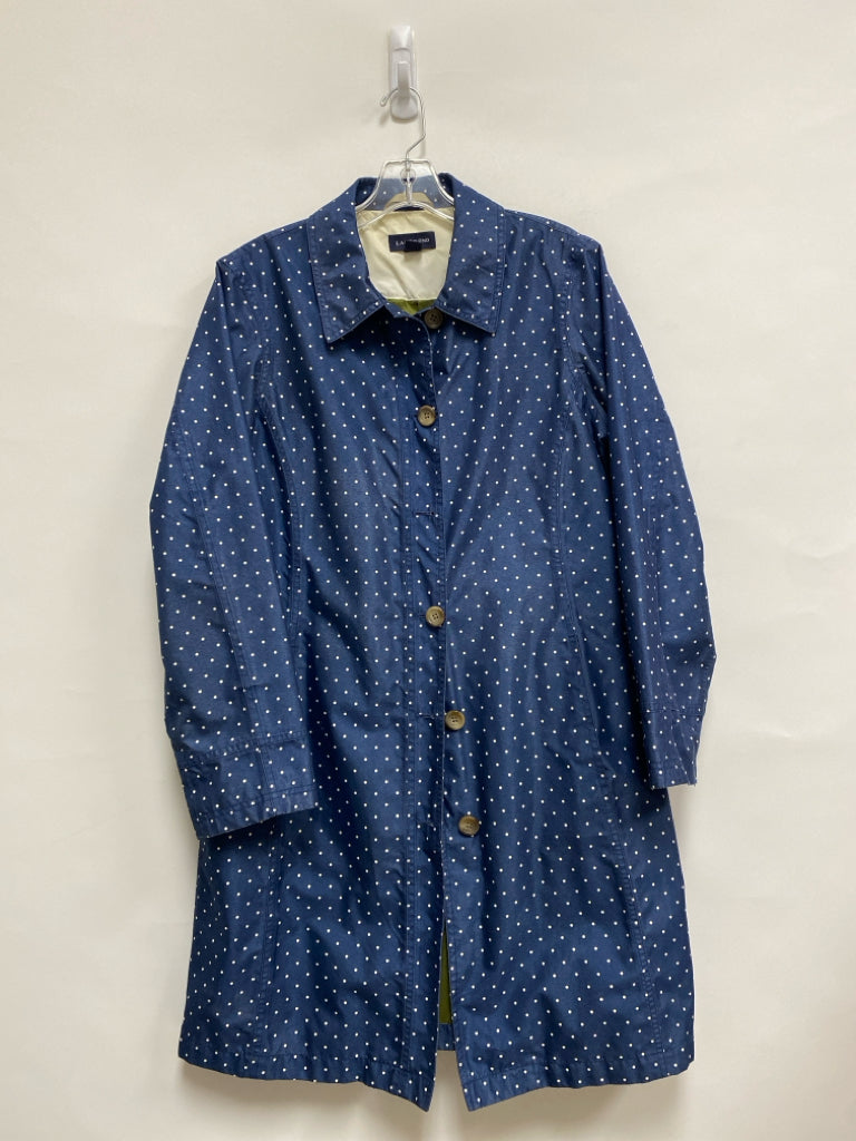 Lands End Size M Navy White Polka Dot Button Up Ladies Jacket