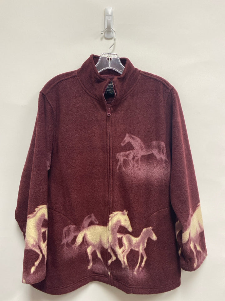 Bit &amp; Bridle Size M Burgundy White Horses Fleece Ladies Jacket