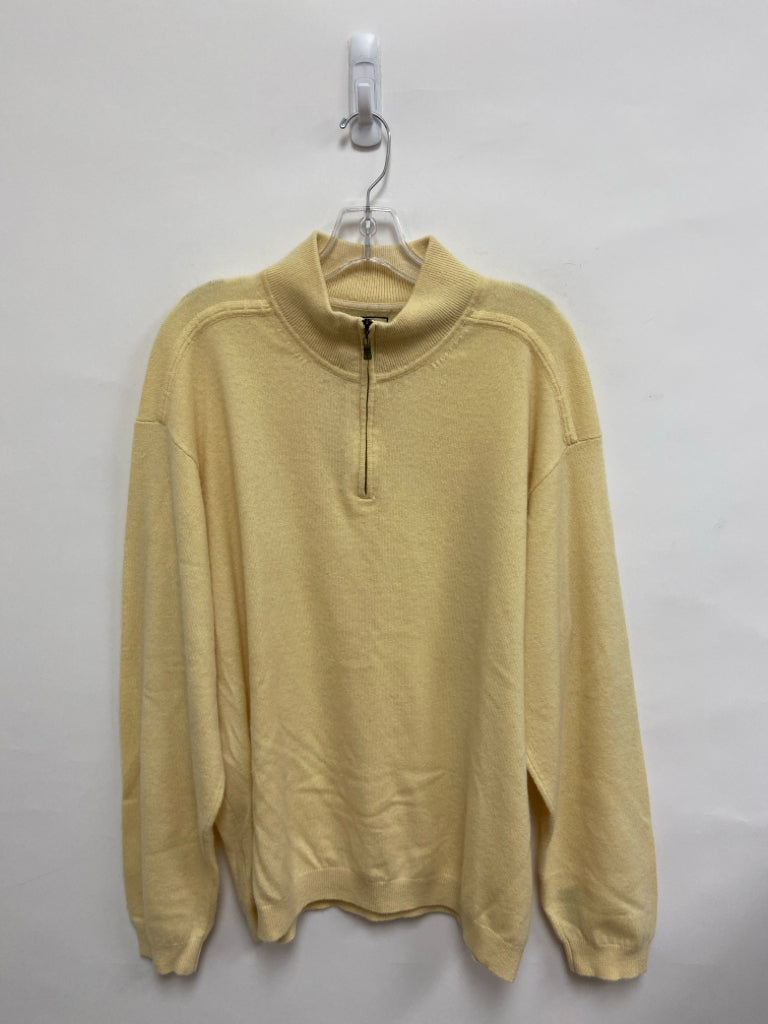 Tommy Bahama Size XL Pale Yellow Quarter Zip Cashmere Men&