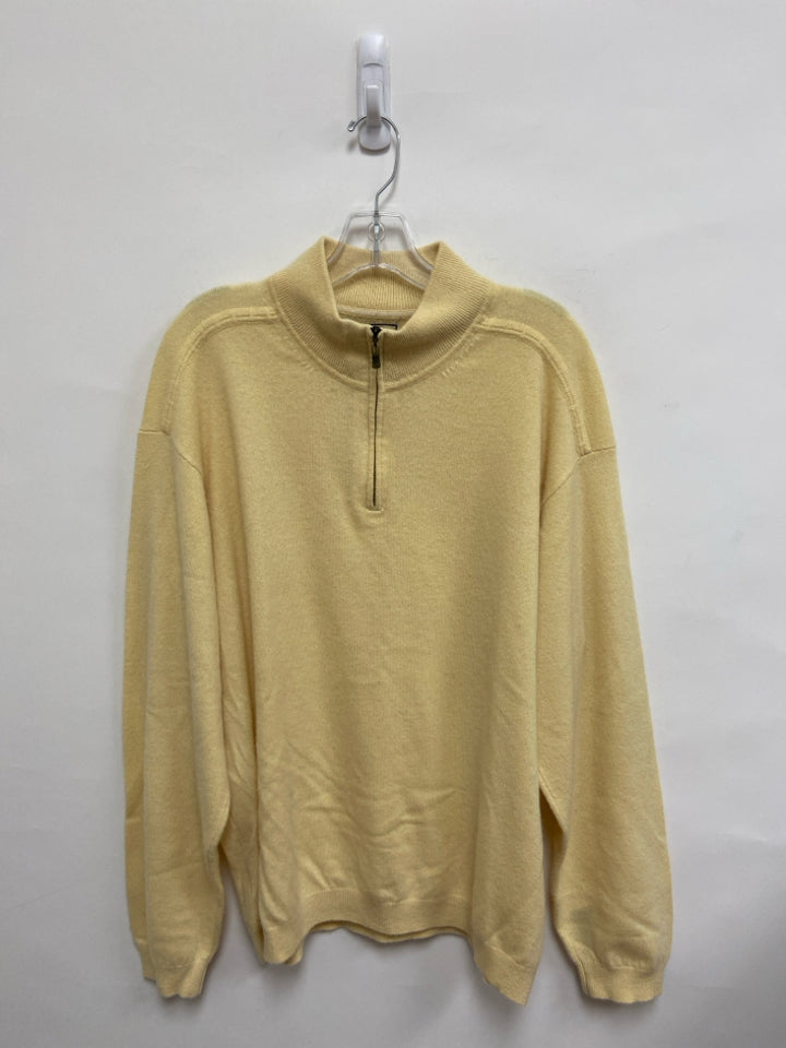Tommy Bahama Size XL Pale Yellow Quarter Zip Cashmere Men&