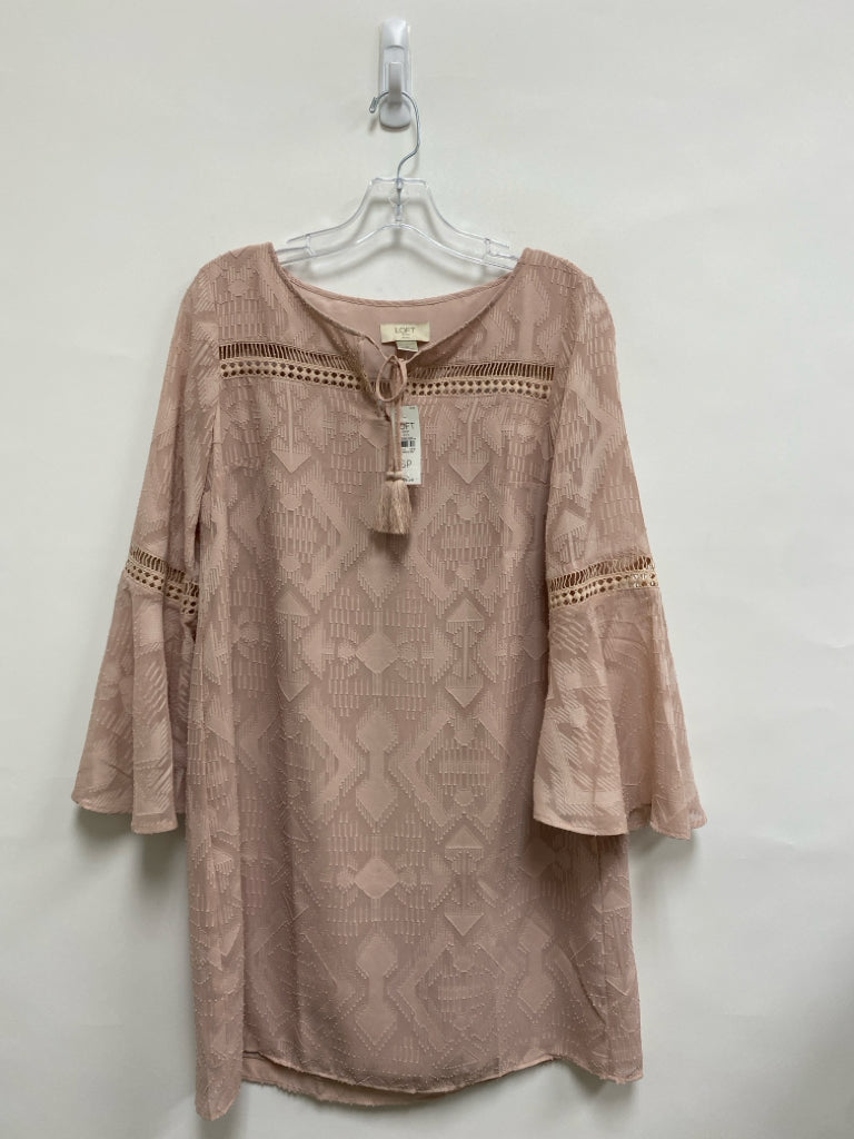 NWT LOFT Size SP Dusty Pink Swiss Dot Bell Sleeves Petite Dress