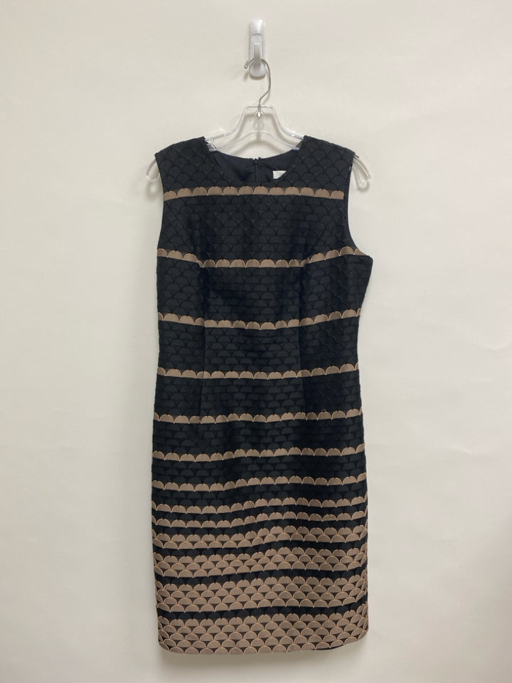 Carmen Marc Valvo Size 10 Black Taupe Scalloped Sleeveless Ladies Dress