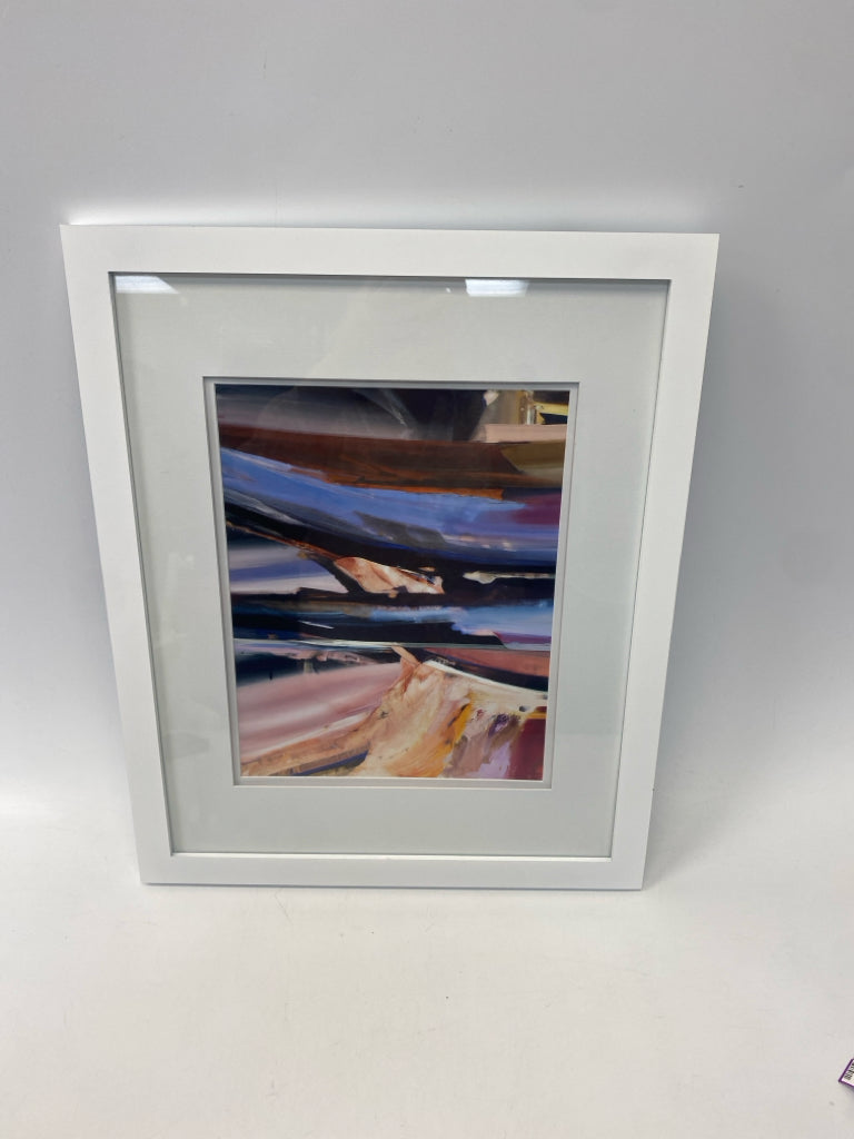 Blue Peach/Multi Abstract Framed Art