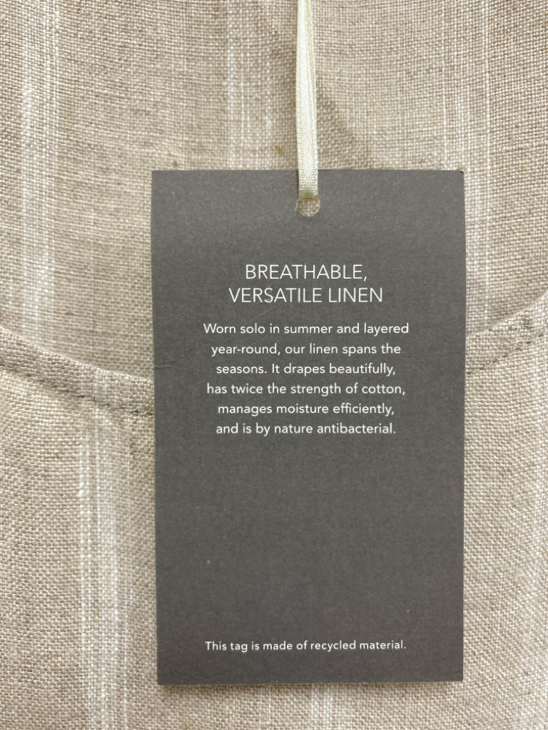 NWT Garnet Hill Size M Beige Cream Stripes Maxi Linen Ladies Dress
