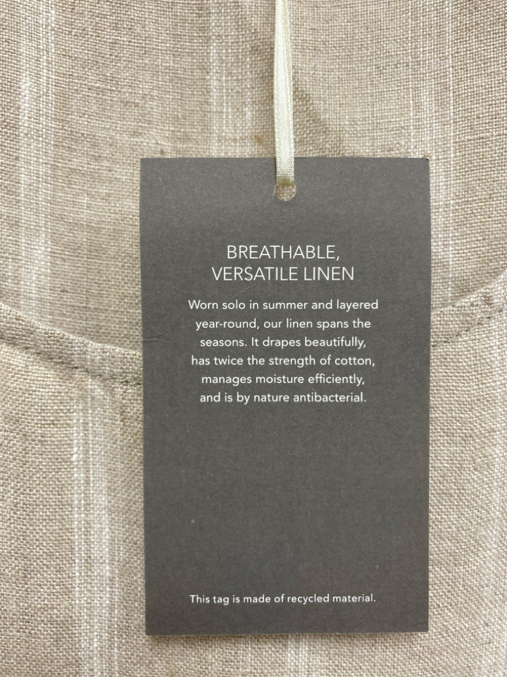 NWT Garnet Hill Size M Beige Cream Stripes Maxi Linen Ladies Dress