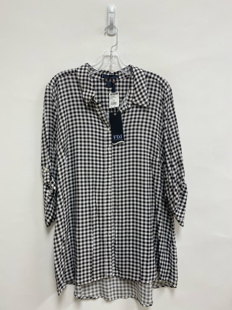 NWT French Dressing  SIZE  16 Black/White Checkered Button Up Plus Size Top