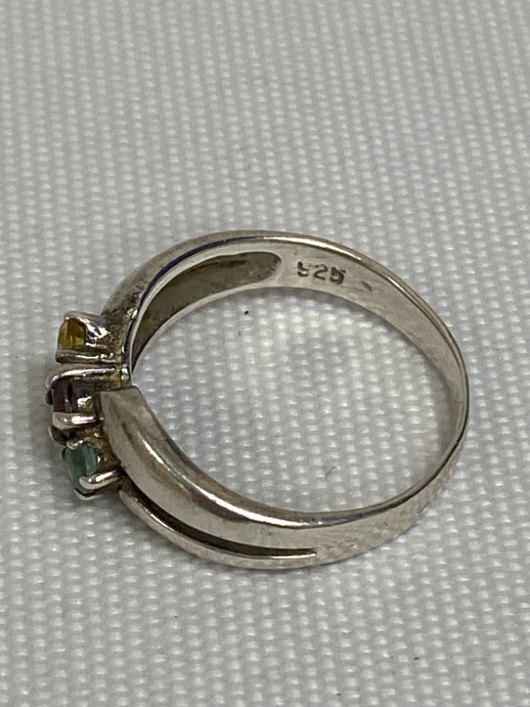 Silver Multi Color Ring