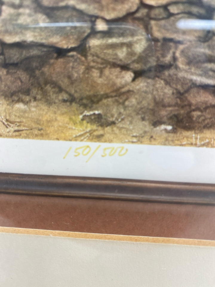 Brown Green/Cream Old Salem Framed Art