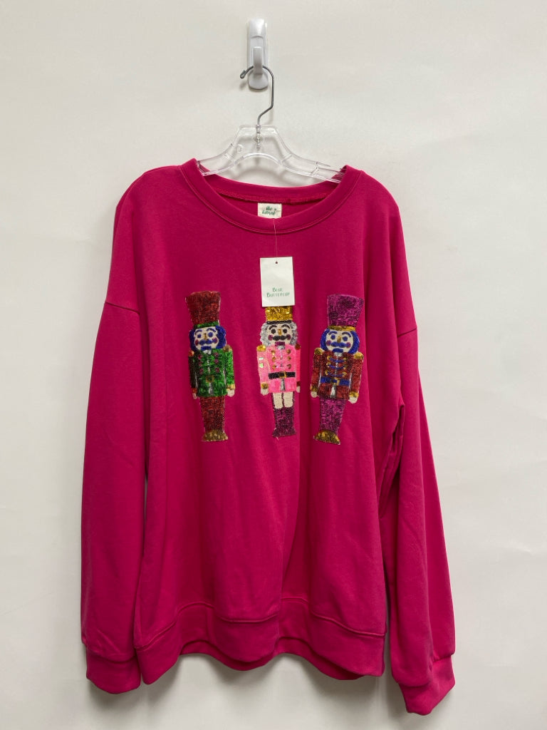NWT Size L Hot Pink Multi Color Nutcracker Ladies Top