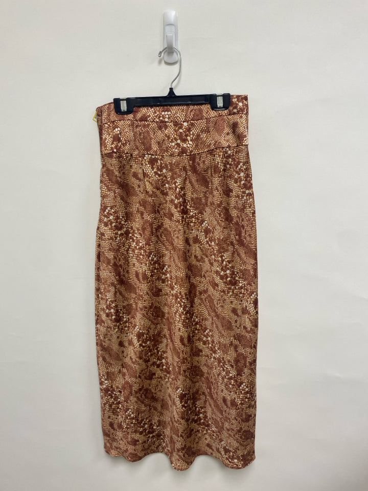 Free People Size 2 Copper Cream Snake Print Maxi Ladies Skirt