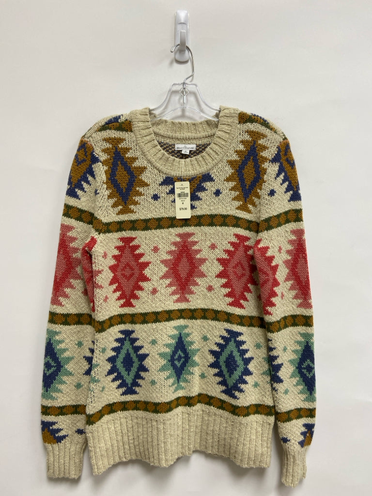 NWT L L Bean Size M Beige Multi Color Cotton Ladies Sweater