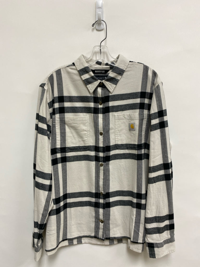 Carhartt Size XL White/Black Plaid Flannel Ladies Top