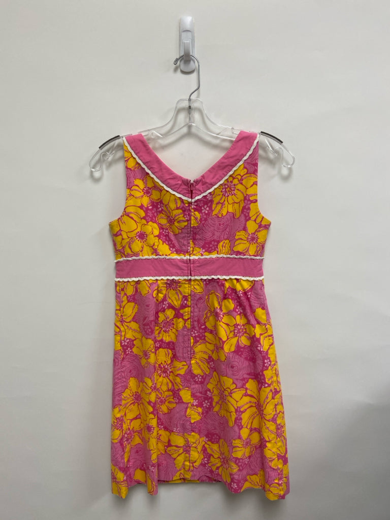 LILLY PULITZER Size 0 Pink/Yellow Flowers Sleeveless Ladies Dress