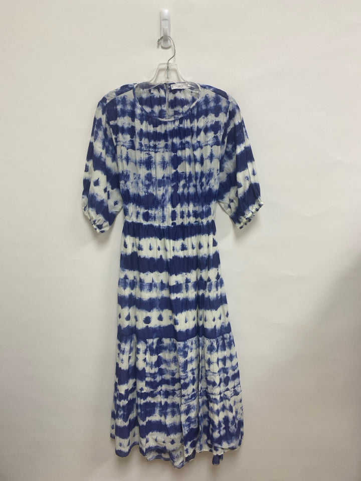 MNG Size 6 White Dark Blue Ladies Dress